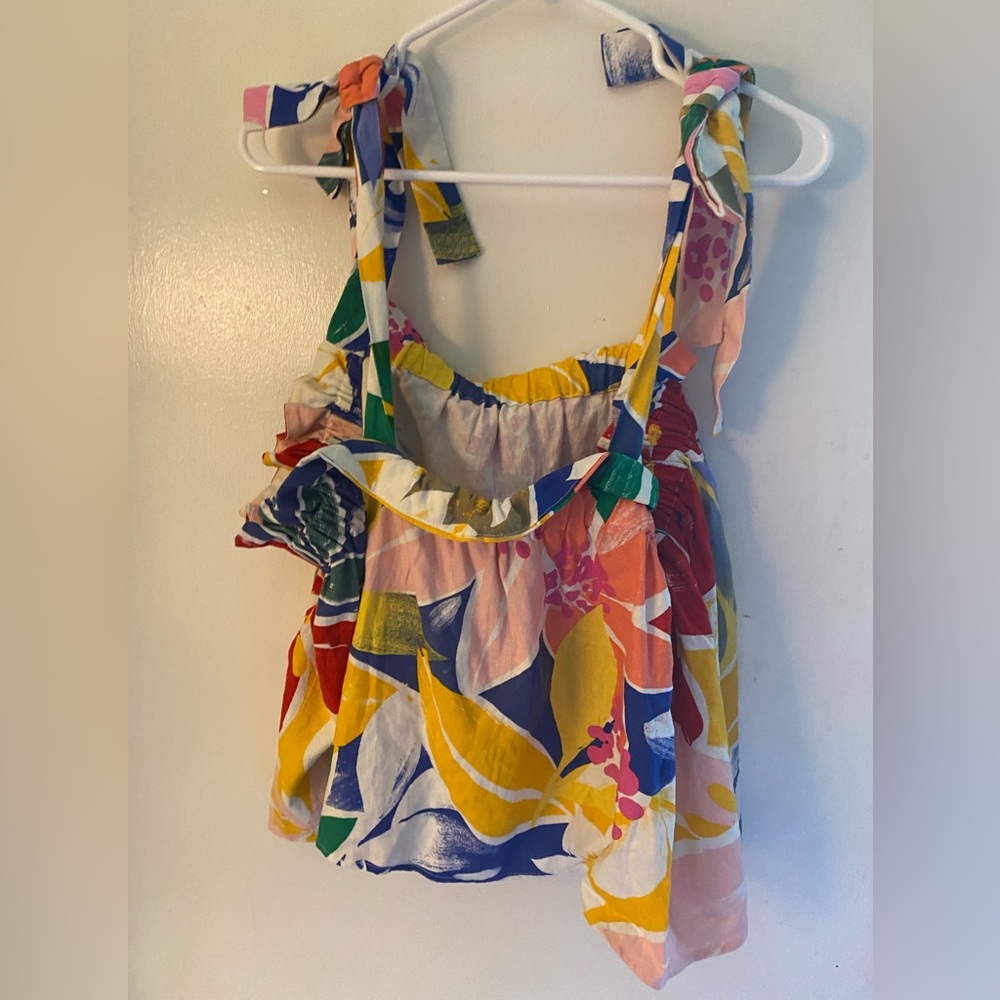 Eloquii linen and viscose tropical multi-colored top. Size 18 top only. EUC!!